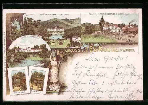 Lithographie Bad Kronthal /Ts., Victoria-Pensionat, Füllhaus
