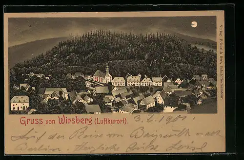 Lithographie Wirsberg, Totalansicht der Ortschaft