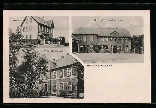 AK Hoheneggelsen, Gasthof C. Aschemann, Postamt, Villa Heuermann