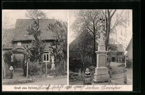 AK Rehren, Kriegerdenkmal, Gebäudeansicht