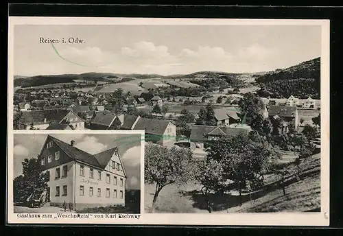 AK Reisen i. Odw., Gasthaus zum Weschnitztal v. Karl Eschwey, Ortsansicht