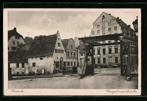 AK Rostock, Viergelindenbrücke mit Umgebung