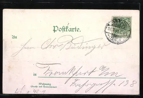 Lithographie Kronberg i. Ts., 500-jähriges Jubiläums-Schiessen der Schützengesellschaft zu Cronberg 1898, Wappen