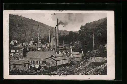 AK Versetal-Eveking, Ortsansicht mit Fabriken aus der Vogelschau