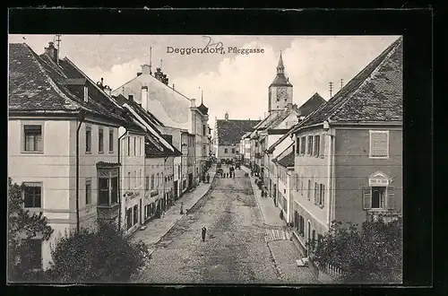 AK Deggendorf, Strassenblick in die Pfleggasse