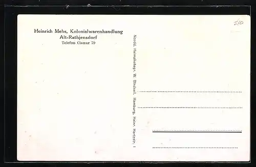 AK Alt-Rathjensdorf, Heinrich Mehs Kolonialwarenhandlung, Mehrfachansicht, Ortspartien