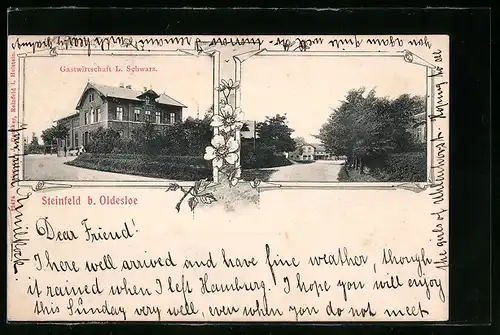 Passepartout-AK Steinfeld bei Oldesloe, Gastwirtschaft L. Schwarz, Gebäudeansicht