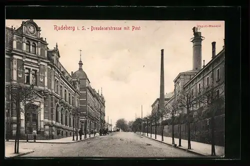 AK Radeberg i. S., Dresdenerstrasse mit Post