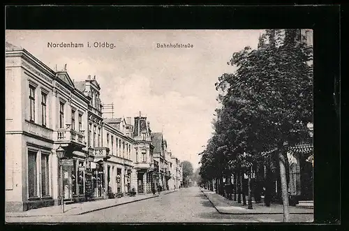 AK Nordenham /Oldbg., Partie in der Bahnhofstrasse