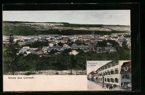 AK Lörrach, Gasthaus zum Bären, Blick auf die Stadt