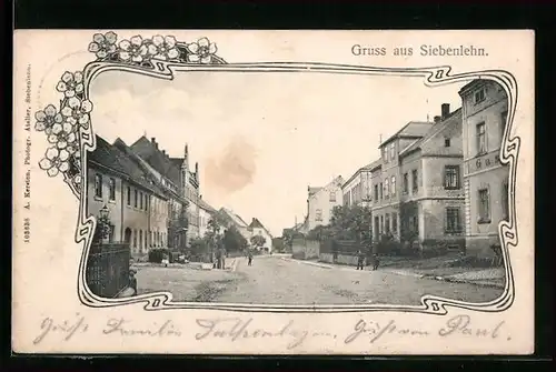 AK Siebenlehn, Blick in eine Strasse der Ortschaft