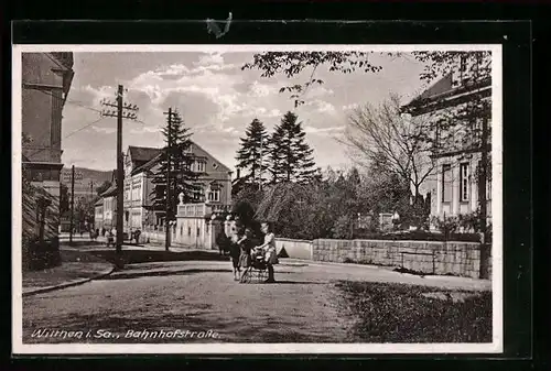 AK Wilthen i. Sa., Blick in die Bahnhofstrasse