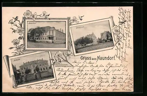 AK Naundorf, Gasthof, Schloss, Schule