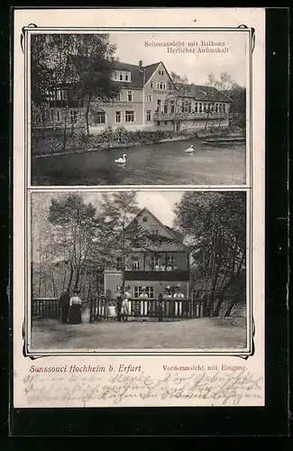 AK Hochheim bei Erfurt, Ansichten vom Gasthaus Sanssouci