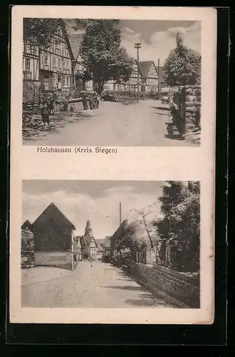 AK Holzhausen /Kreis Siegen, Strassenpartie mit Fachwerkhäusern