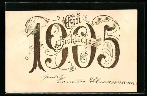 AK Jahreszahl 1905 in goldener Schrift