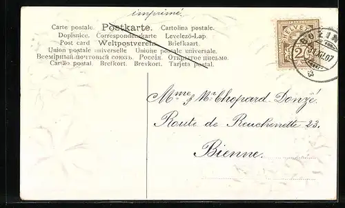AK Jahreszahl 1908 aus Vergissmeinnicht, Klee