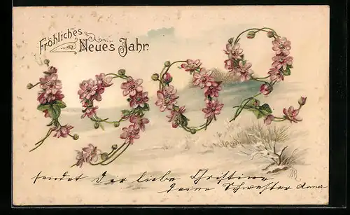 AK Jahreszahl 1902 aus Blüten