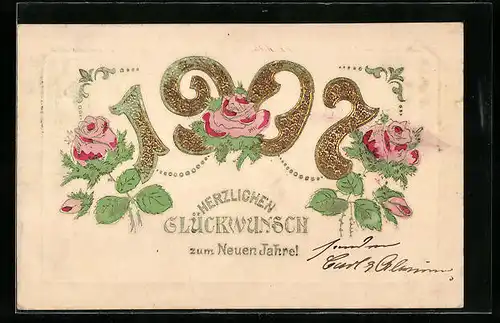 AK Jahreszahl 1907 mit Rosen
