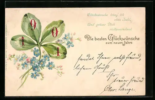AK Kleeblatt mit Jahreszahl 1901
