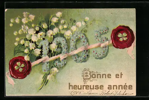 AK Jahreszahl 1905 aus Vergissmeinnicht mit Siegel