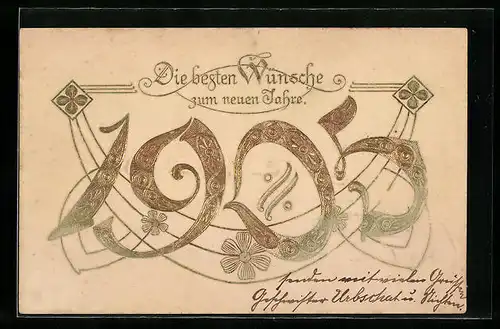 AK Jahreszahl 1905 in goldener Schrift