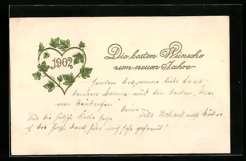 AK Jahreszahl 1902 mit Efeuranken