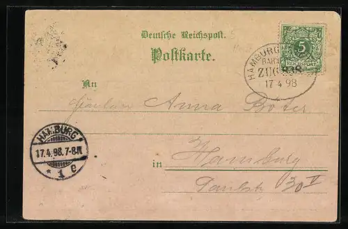 Lithographie Ahrensburg, Bahnhof, Gräfliches Schloss