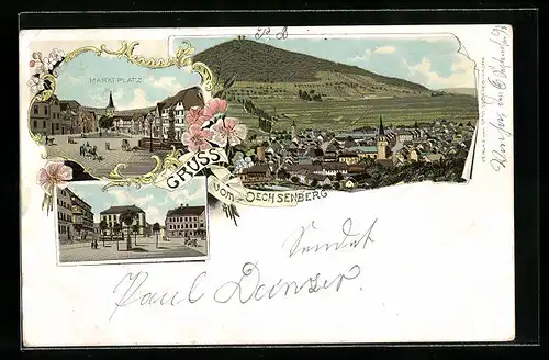 Lithographie Vacha, Ansicht vom Marktplatz, Totalansicht vom Ort