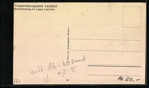 AK Lechfeld, Truppenübungsplatz, Buchhandlung im Lager Lechfeld mit Ak-Verkauf