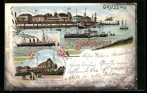 Lithographie Brunshausen, Schnelldampfer Fürst Bismarck, Restaurant von J. Stockfleth