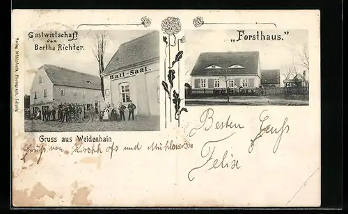 AK Weidenhain, Gasthaus von Bertha Richter, Forsthaus