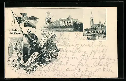 AK Schleswig, Schloss, Kirche, Denkmal, Soldat des Regiments Bois de la Cusse