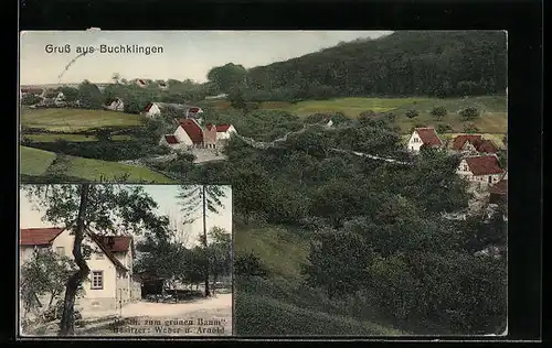 AK Buchklingen, Gasthaus zum grünen Baum, Panorama