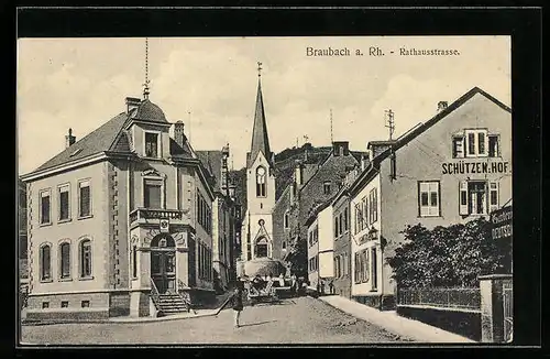 AK Braubach a. Rh., Gasthaus Schützenhof, Rathhausstrasse
