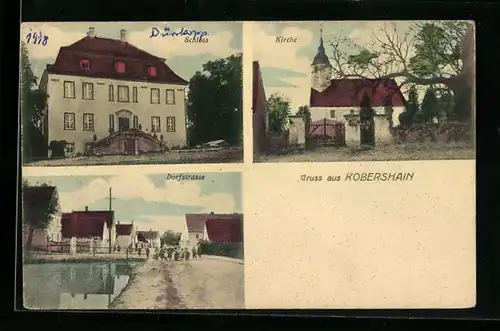 AK Kobershain, Schloss, Kirche, Dorfstrasse