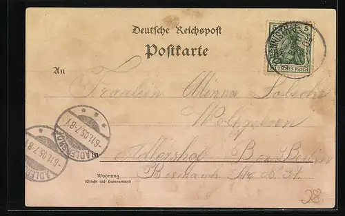 Lithographie Johannisthal, Paul Kliems Restaurant, Garten, Tanzsaal