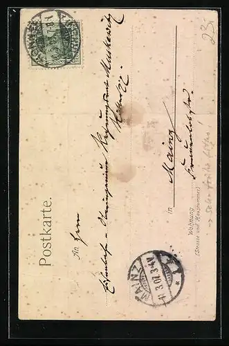 Lithographie Honnef, Ortsansicht aus der Vogelschau