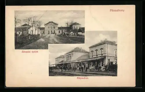 AK Flüzesabony, Palyaudvar, Bahnhof