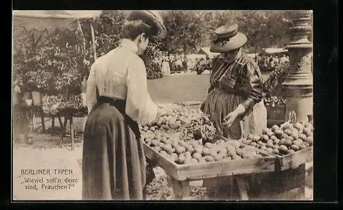 AK Berlin, Damen am Markt