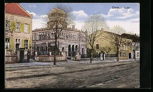 AK Delm i. Lothr., Blick auf die Synagoge