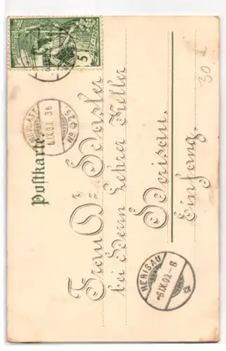 Glitzer-Perl-AK Wasserfall mit Glitzer-Perlen