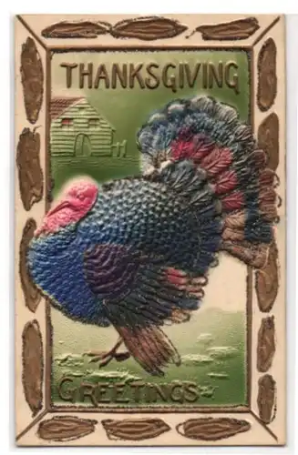 Glitzer-Perl-AK Thanksgiving Greetings mit Glitzer-Perlen