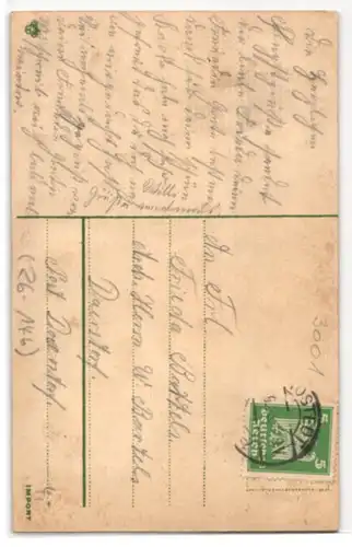 Glitzer-Perl-AK Blumengrüsse mit Glitzer-Perlen