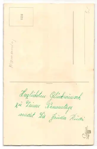 Glitzer-Perl-AK Hufeisen und Rosen mit Glitzer-Perlen