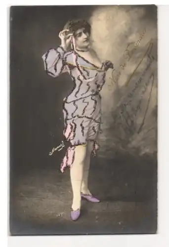 Glitzer-Perl-AK Nine de Pervenche, mit Glitzer-Perlen