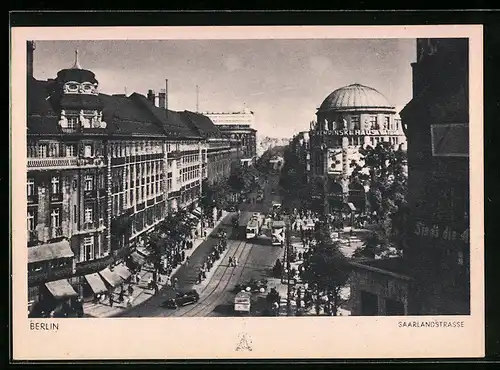 AK Berlin, Luftbild der Saarlandstrasse