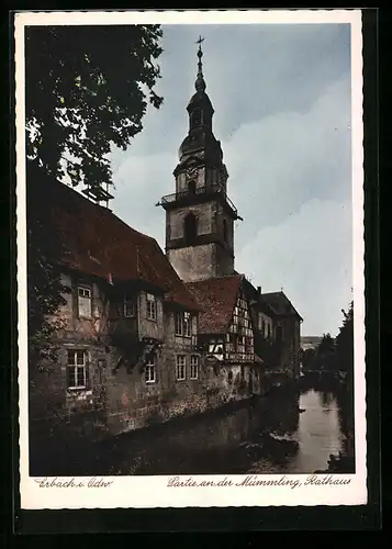 AK Erbach i. Odw., Partie an der Mümmling, Rathaus