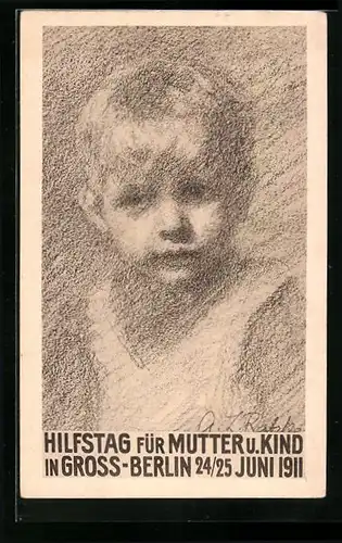 AK Berlin, Hilfstag für Mutter u. Kind 1911, Kleiner Junge, Kinderfürsorge