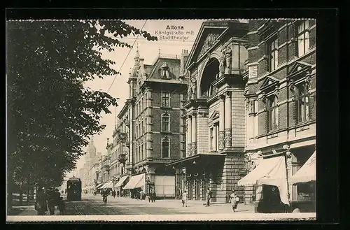 AK Hamburg-Altona, Königstrasse mit Stadttheater